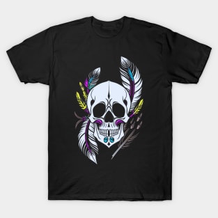 skull with feathers T-Shirt